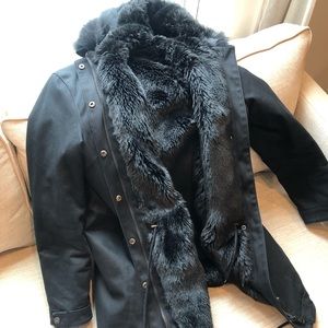 The Kooples black faux fur coat size S